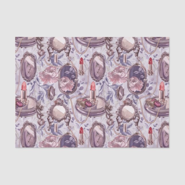 Retro Makeup Vanity Compact Mirror Decoupage Seidenpapier (Vorderseite)