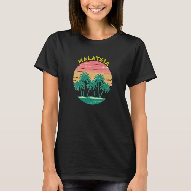 Retro Malaysia Vacation Souvenir Palm Tree T-Shirt (Vorderseite)