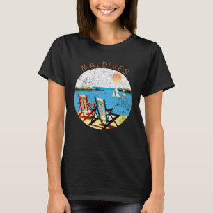 Retro-Maldives-Souvenir Urlaub am Strand im Vinta T-Shirt
