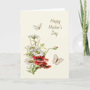 Retro-Malerei von Blume zum Muttertag Karte
