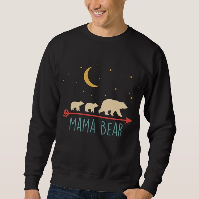 Retro Mama Bear mit 2 Cubs Sweatshirt (Vorderseite)