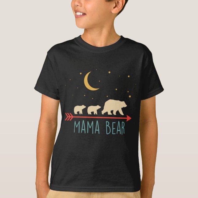 Retro Mama Bear mit 2 Cubs T-Shirt (Vorderseite)