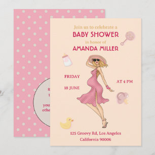 Retro-Mama Blond 2 Baby-Shower-Party-Einladung Einladung
