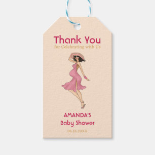 Retro Mama Brünett Baby Dusche Geschenkanhänger