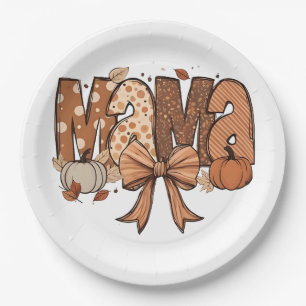 Retro Mama Coquette Bow Herbst Erntedank Pappteller