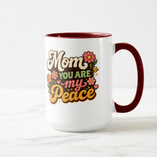 Retro-Mama, du bist mein Frieden, florales Design Tasse