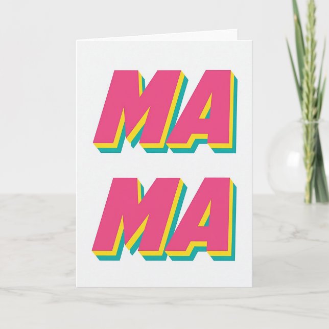 Retro Mama Liebt Dich Karte (Vorderseite)