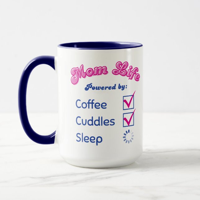 Retro Mama Life Powered by Coffee & Cuddles Tasse (Links)