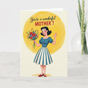 Retro-Mama-mit-Blumen-Karte Karte