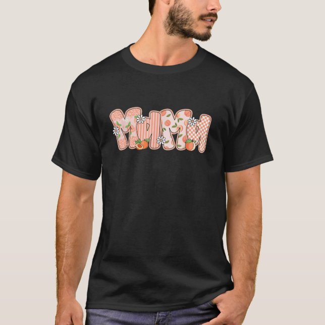Retro Mama Peach Checkered Funny Mother s Day  T-Shirt (Vorderseite)