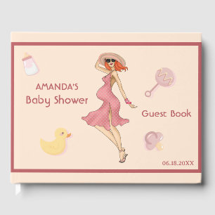 Retro Mama Redhead 2 Baby Dusche Party Gästebuch