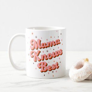 Retro Mama weiß am besten Pink Braun 70er Schriftz Kaffeetasse