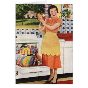 Retro Mama will Hilfe beim Geschirr,