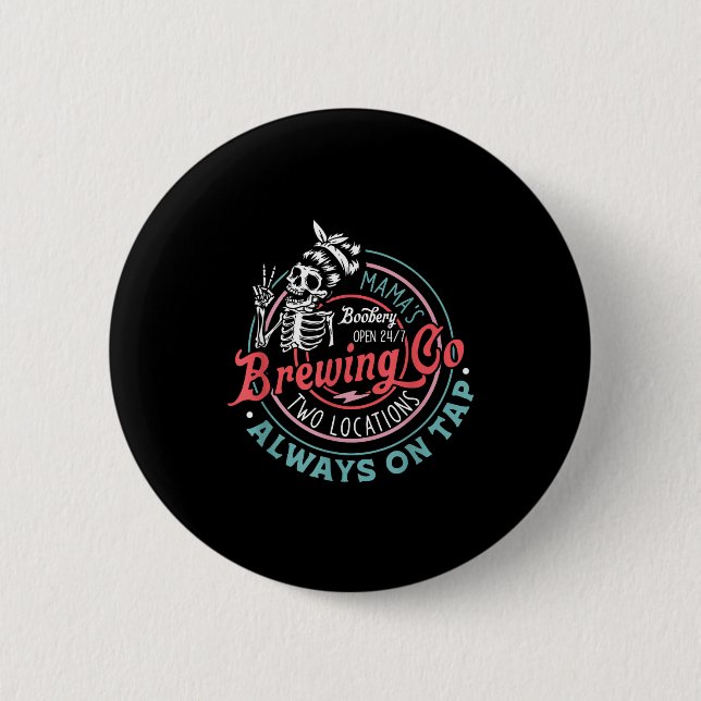 Retro Mama's Ery Brewing Co Funny Breastfeeding Sk Button (Vorderseite)