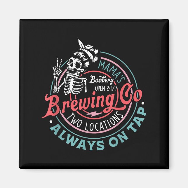 Retro Mama's Ery Brewing Co Funny Breastfeeding Sk Magnet (Vorne)