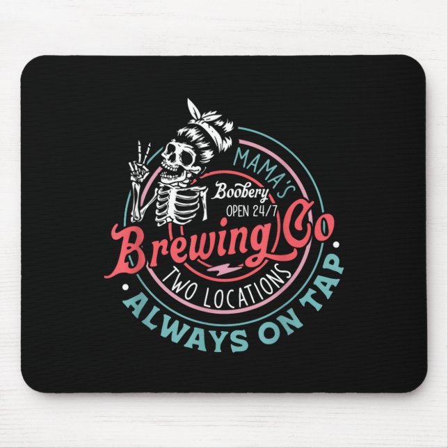Retro Mama's Ery Brewing Co Funny Breastfeeding Sk Mousepad (Vorne)