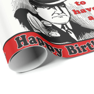 Retro Man pointing ich Woll dir glücklich Geburtst Geschenkpapier
