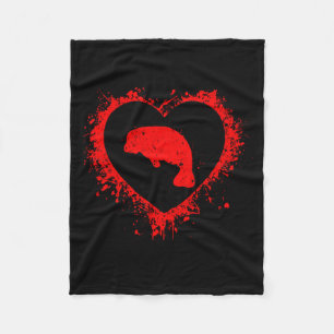 Retro-Manatee Valentinstag Herzform Mein Valent Fleecedecke