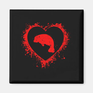 Retro-Manatee Valentinstag Herzform Mein Valent Magnet