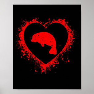 Retro-Manatee Valentinstag Herzform Mein Valent Poster