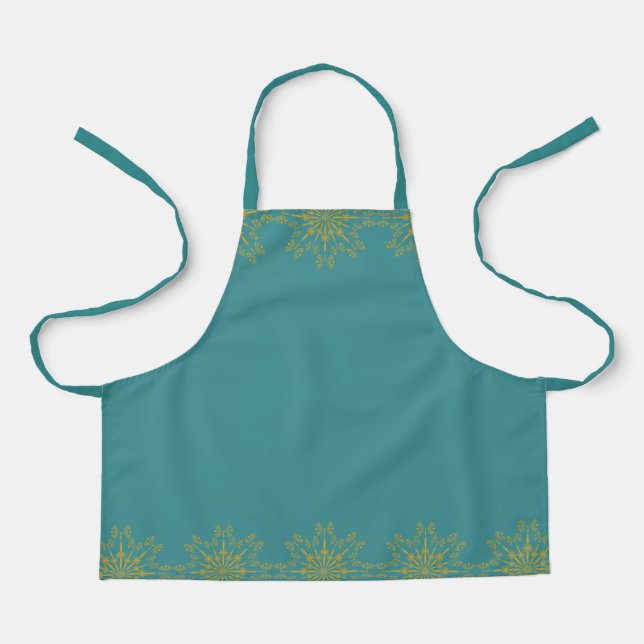 Retro Mandala Aquamarin kleine Schürze (Vorderseite)