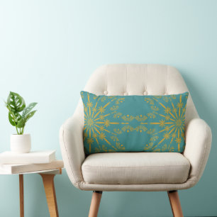 Retro Mandala Aquamarin Lumbar Kissen