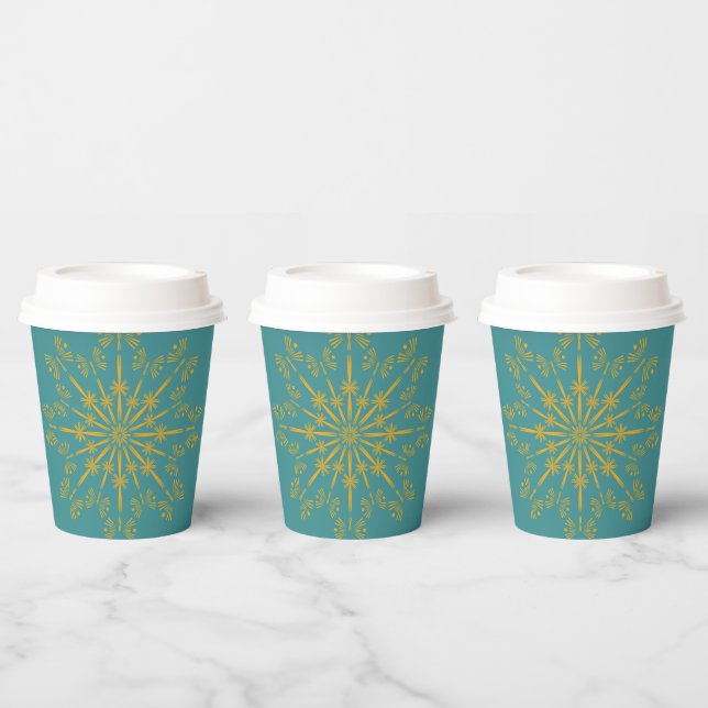 Retro Mandala Aquamarin Paper Cups Pappbecher (Multi)