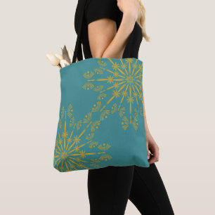 Retro Mandala Aquamarin Shoulder Tasche