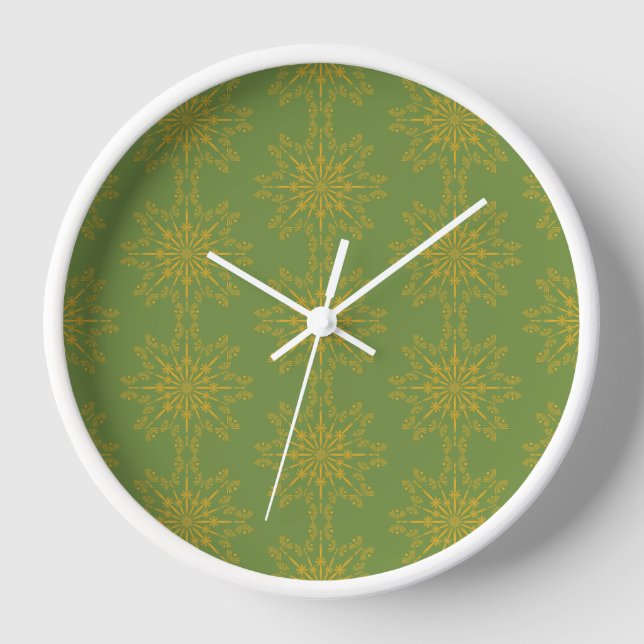 Retro Mandala Avocado Gerahmte Uhr (Vorderseite)