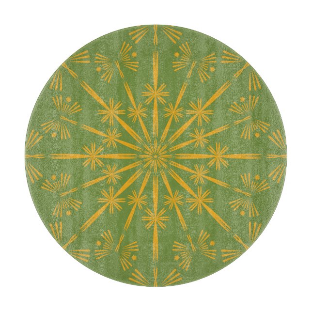 Retro Mandala Avocado Glaszuschnitt Schneidebrett (Vorderseite)