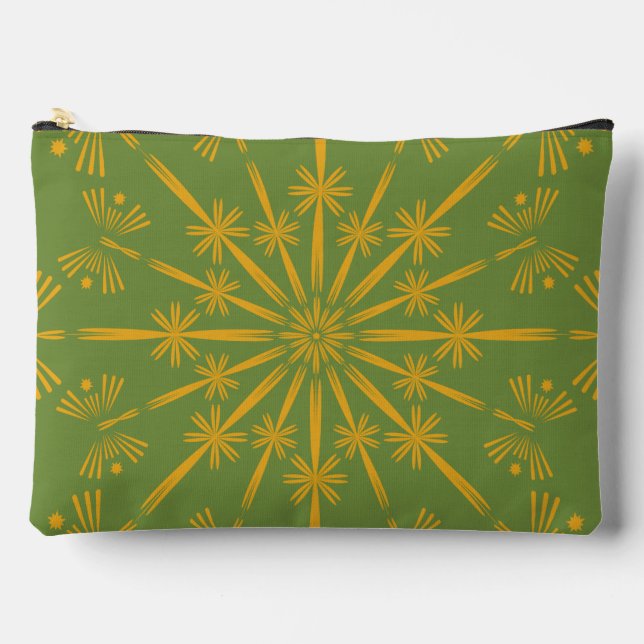 Retro Mandala Avocado Große Pouch Zubehörtasche (Vorderseite)