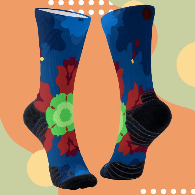 Retro Mandala Blau Rot und Grün Socken (Von Creator hochgeladen)