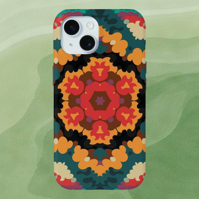 Retro Mandala Blue Orange und Red Case-Mate iPhone Hülle (Von Creator hochgeladen)