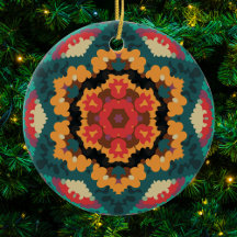 Retro Mandala Blue Orange und Red