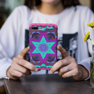 Retro Mandala Blume Blau Lila und rosa Case-Mate iPhone Hülle