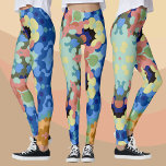 Retro Mandala Blume Blau Rosa und Gelb Leggings<br><div class="desc">Dieses Retro mandala Blume Design ist blau,  rosa und gelb. Funky Muster und großartige Visuals für den modernen Hippie oder für jeden,  der helle trippige Farben mag!</div>