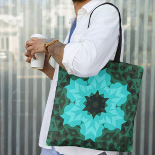 Retro Mandala Blume Blau und Grün