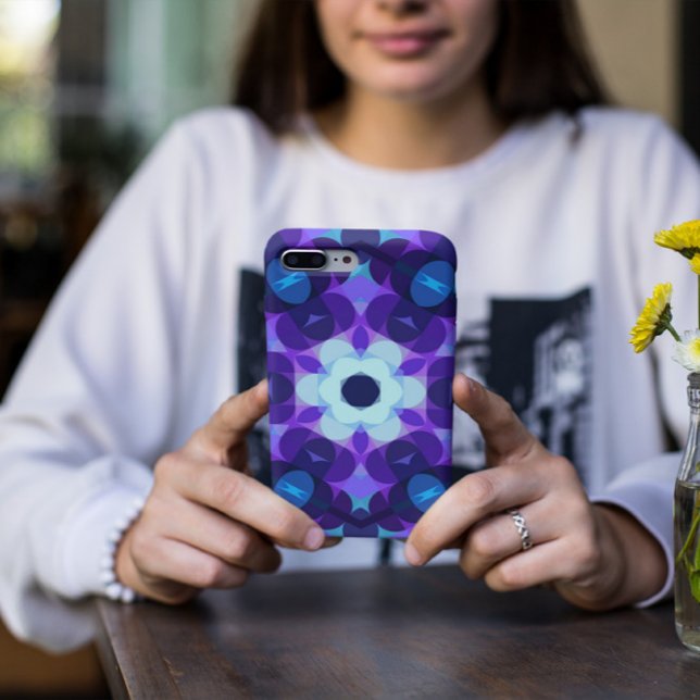 Retro Mandala Blume Blau und Lila Case-Mate iPhone Hülle (Von Creator hochgeladen)