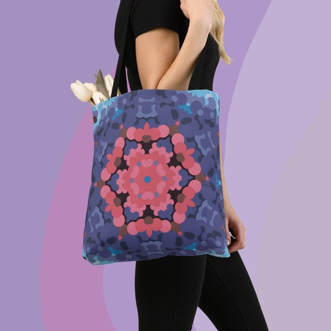 Retro Mandala Blume Blau und Rosa (Von Creator hochgeladen)