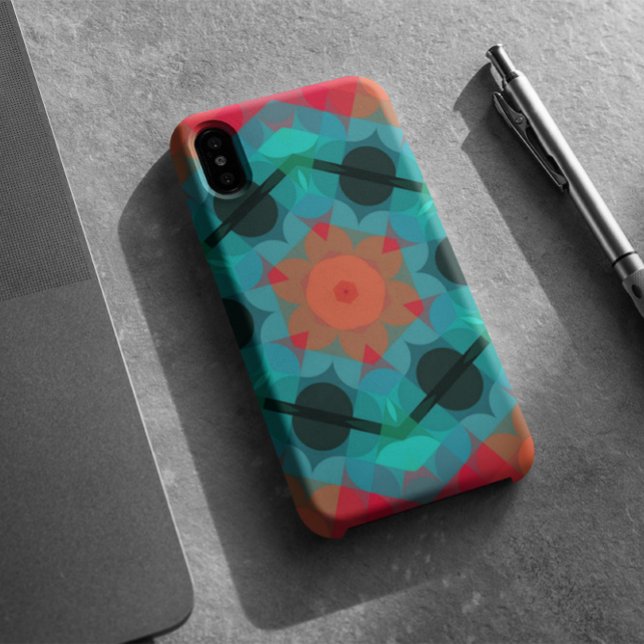 Retro Mandala Blume Blau und Rosa Case-Mate iPhone Hülle (Von Creator hochgeladen)