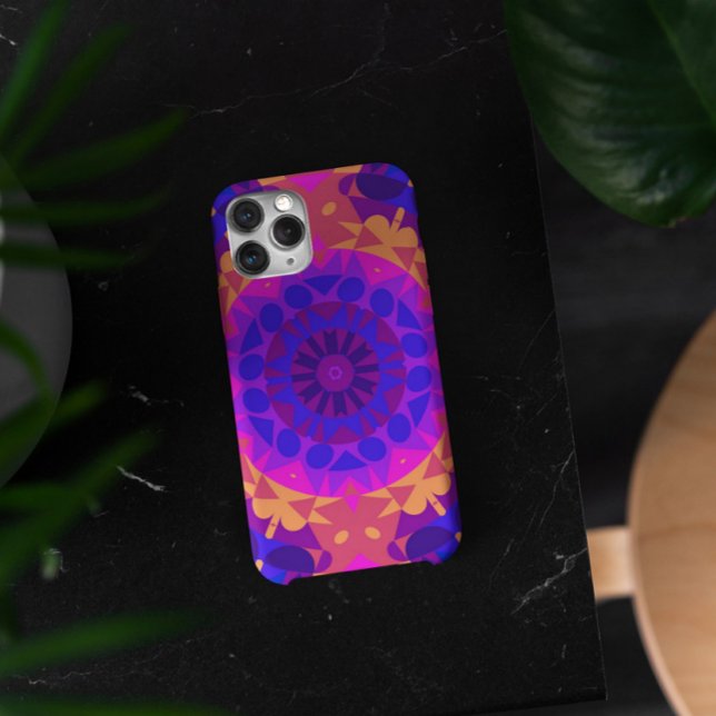 Retro Mandala Blume Blue Pink und Orange Case-Mate iPhone Hülle (Von Creator hochgeladen)