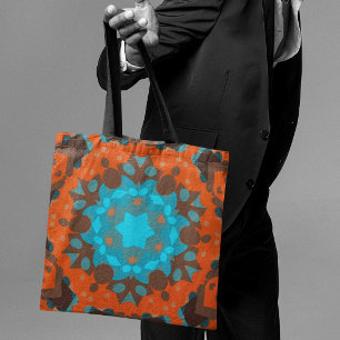 Retro Mandala Blume Blue und Orange