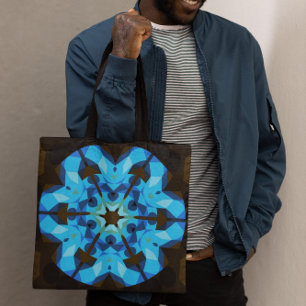 Retro Mandala Blume Blue und Orange
