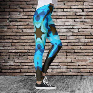 Retro Mandala Blume Blue und Orange Leggings