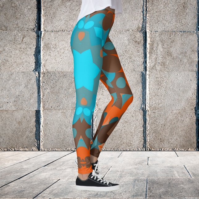 Retro Mandala Blume Blue und Orange Leggings (Von Creator hochgeladen)