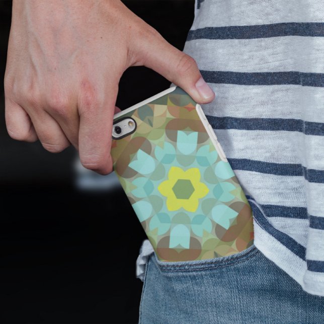 Retro Mandala Blume Gelb blau und braun Case-Mate iPhone Hülle (Von Creator hochgeladen)