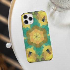 Retro Mandala Blume Gelb blau und grün Case-Mate iPhone Hülle