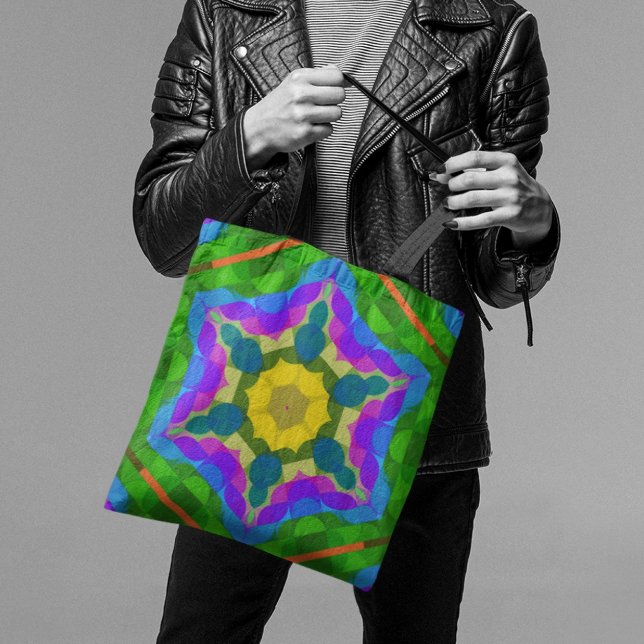 Retro Mandala Blume Gelb Blau und Lila (Von Creator hochgeladen)