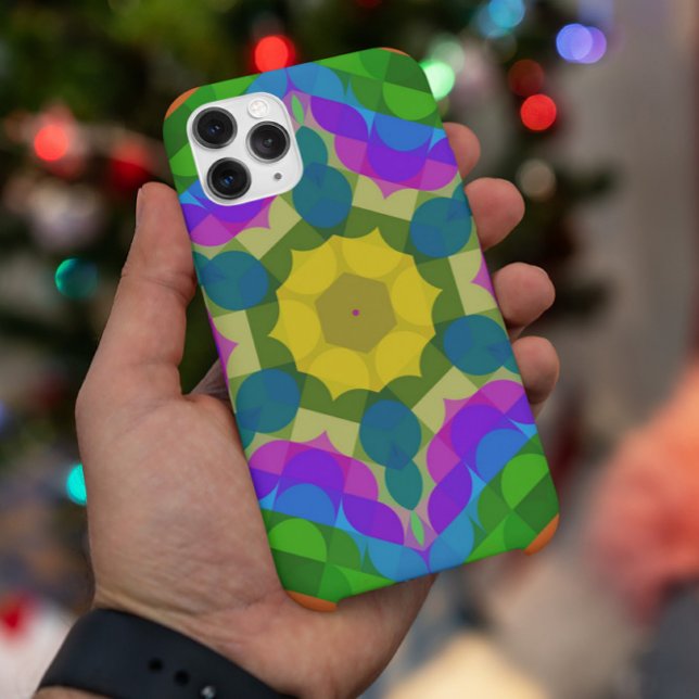 Retro Mandala Blume Gelb Blau und Lila Case-Mate iPhone Hülle (Von Creator hochgeladen)