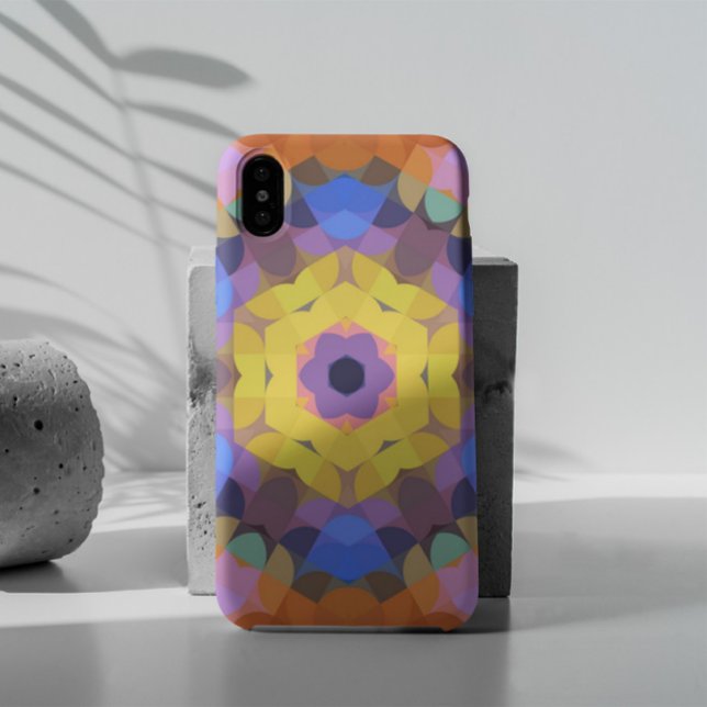 Retro Mandala Blume Gelb Blau und Orange Case-Mate iPhone Hülle (Von Creator hochgeladen)